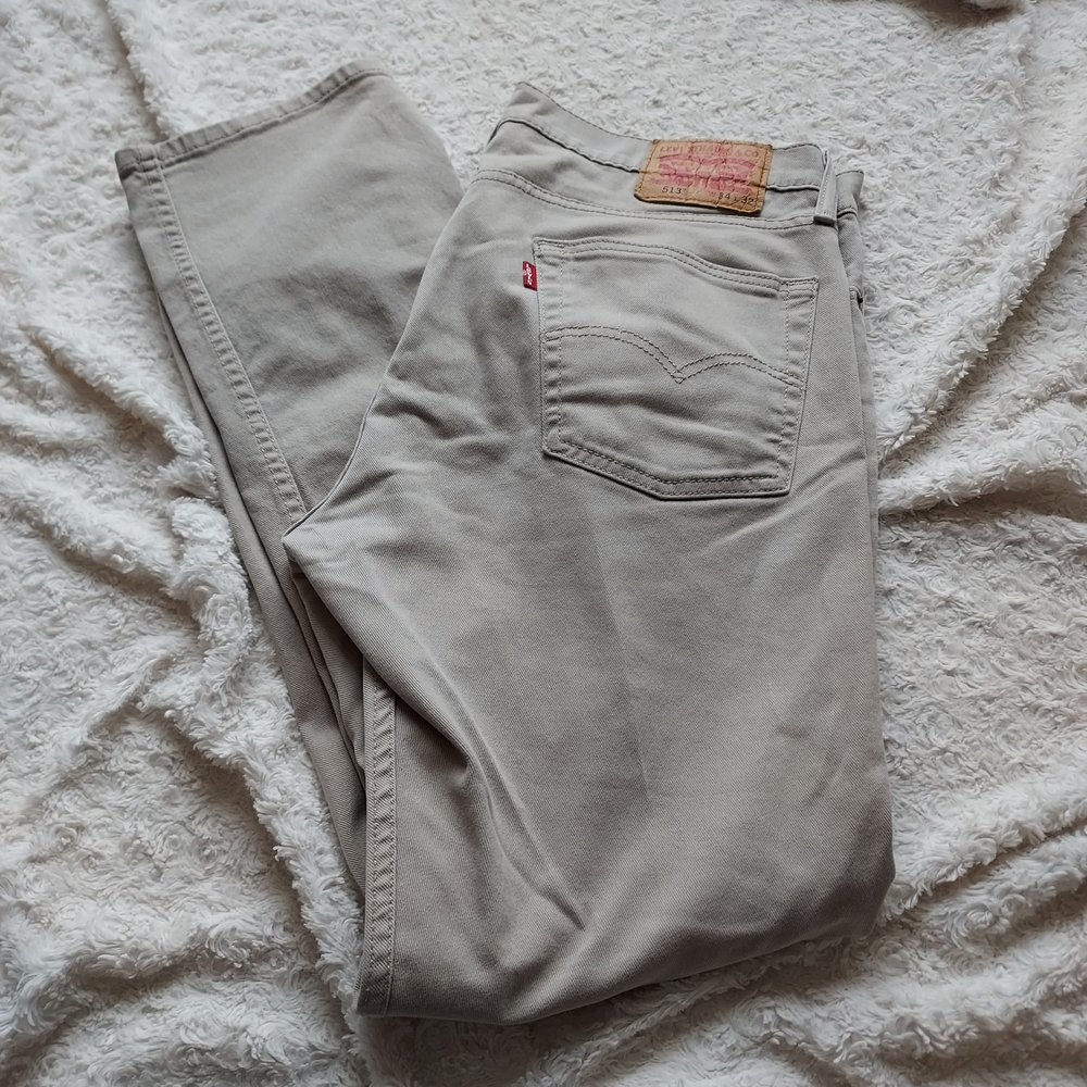 Levi's Tan 513 Slim Straight Jeans 34x32 Casual Business Western Normcore Denim